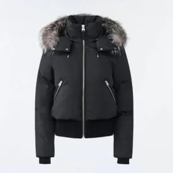 MACKAGE CORY TWILL DOWN BOMBER WITH REMOVABLE HOOD AND SILVER FOX FUR